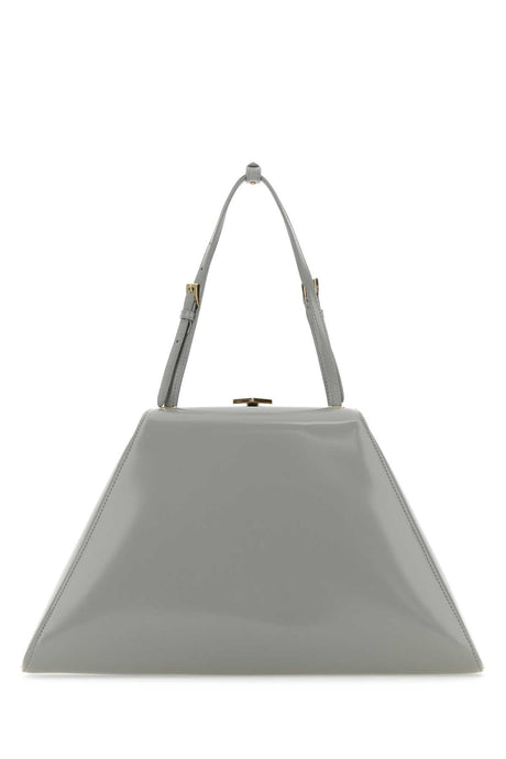 PRADA Elegant Light Grey Leather Handbag - 34 cm Width