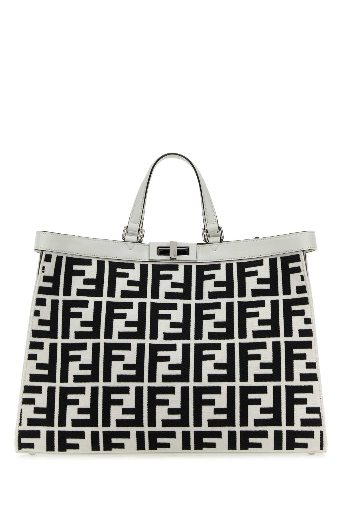 FENDI Embroidered Fabric X-Tote Handbag - 41 cm Width