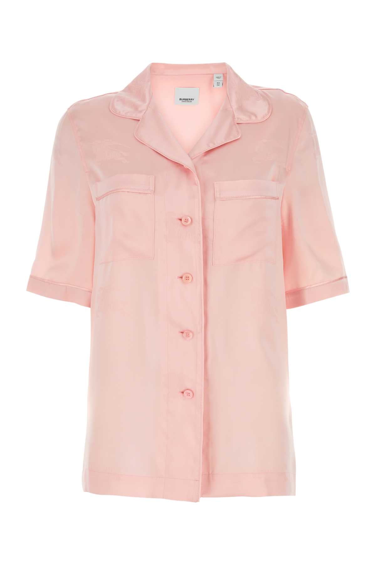 BURBERRY Satin Sleeved Shirt in Pastel Pink