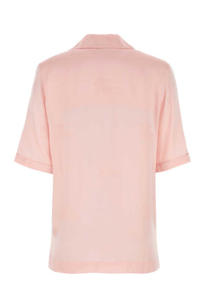 BURBERRY Satin Sleeved Shirt in Pastel Pink