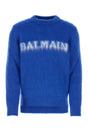 BALMAIN Electric Blue Wool Blend Sweater for Men