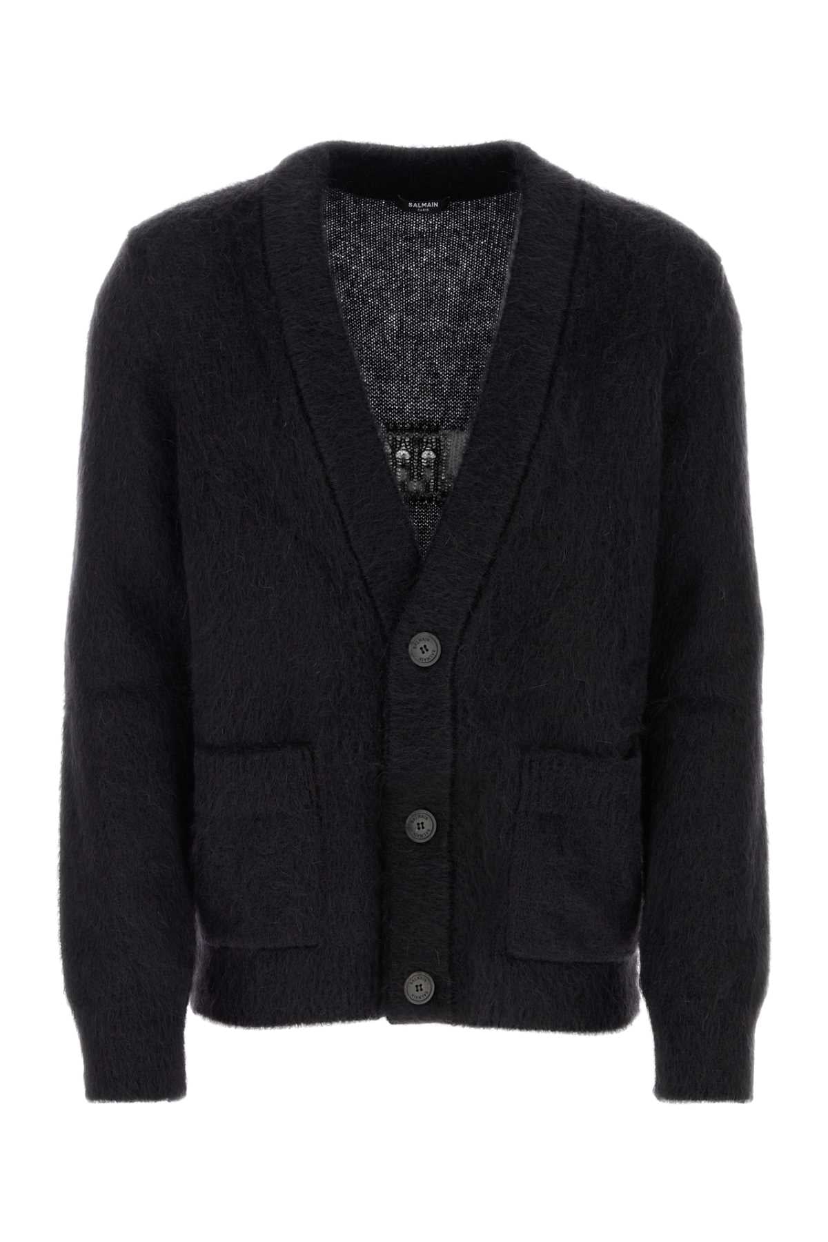 BALMAIN Black Mohair Blend Cardigan