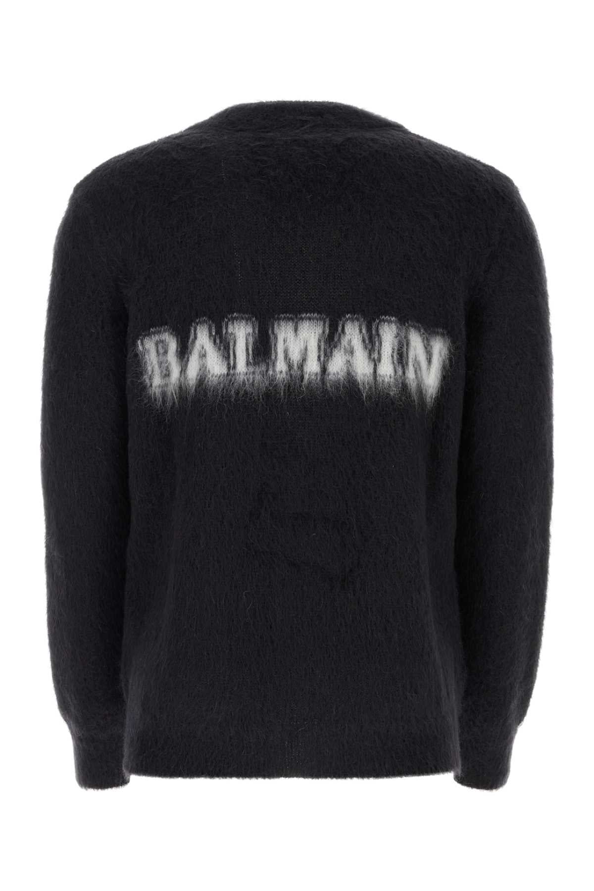 BALMAIN Black Mohair Blend Cardigan