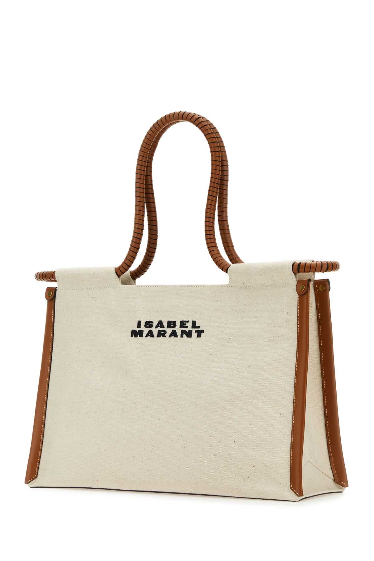 ISABEL MARANT Toledo Melange Ivory Canvas Shopping Handbag - 38cm x 25cm x 11cm