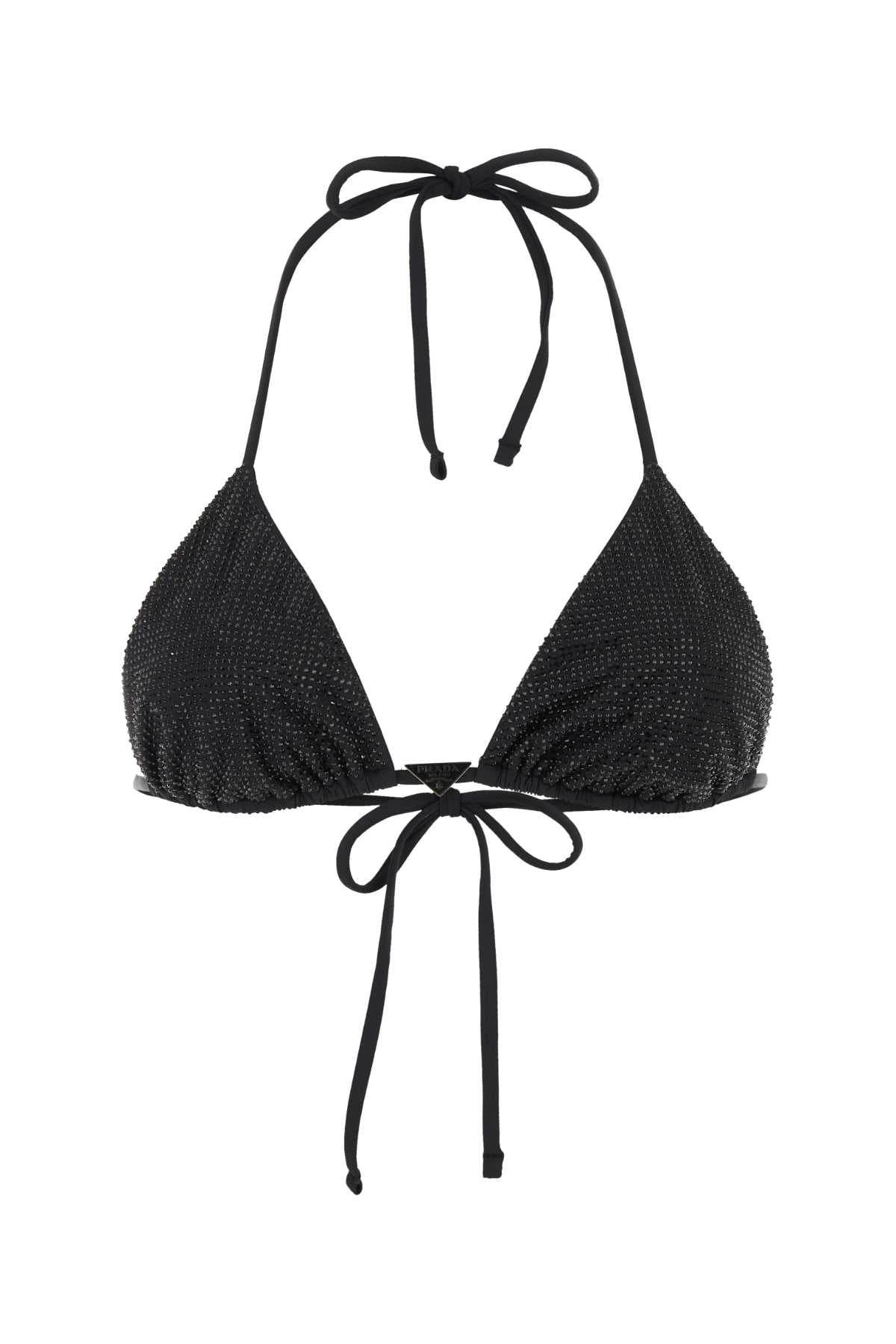 PRADA Black Stretch Re-Nylon Bikini Top