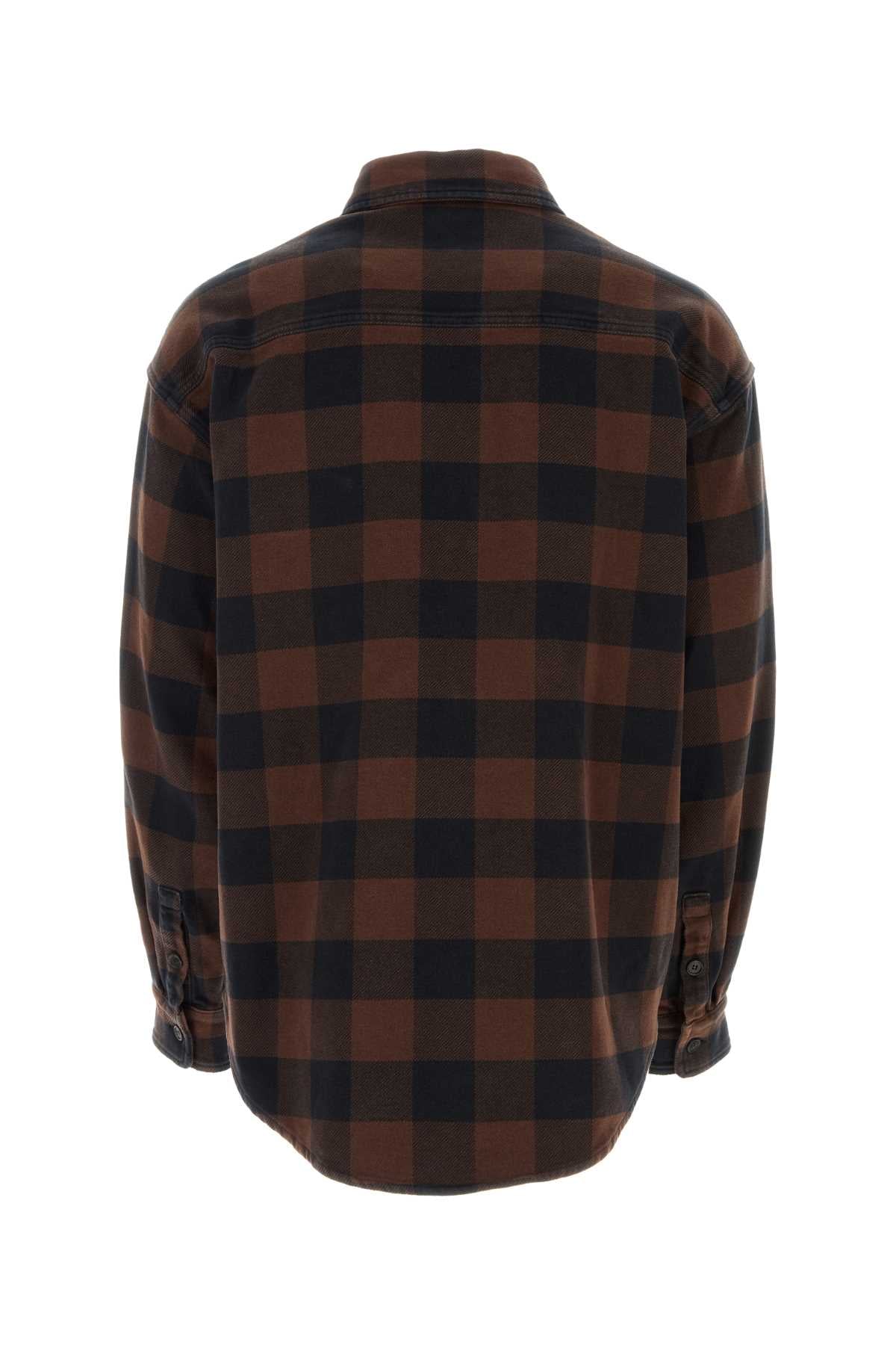 PALM ANGELS Oversized Flannel Shirt with Embroidered Details