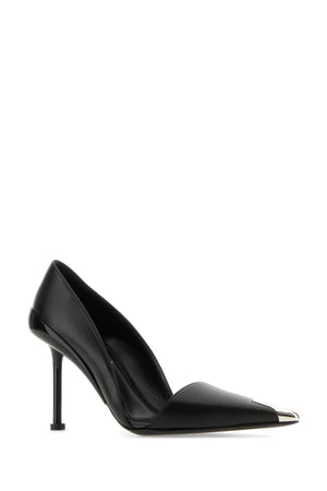 ALEXANDER MCQUEEN Elegant Black Leather Pumps with 9 cm Heel Height