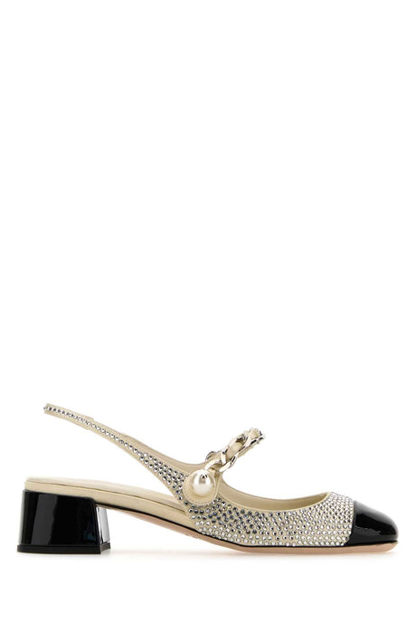 MIU MIU Embellished Satin Mini Pumps - 4 cm Heel