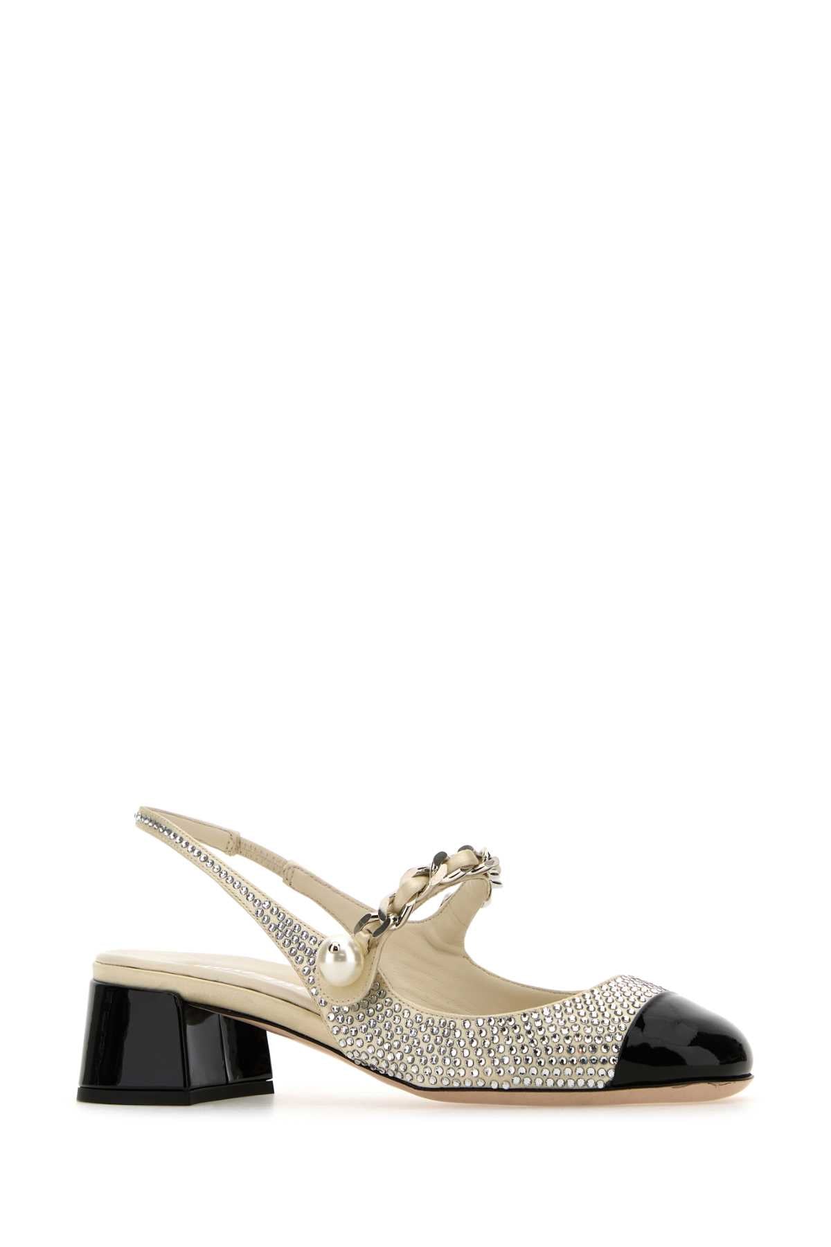 MIU MIU Embellished Satin Mini Pumps - 4 cm Heel