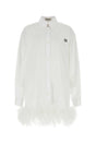 MIU MIU Elegant White Poplin Mini Shirt Dress