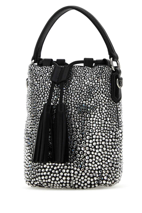 MIU MIU Embellished Satin Bucket Handbag - 15cm x 17cm x 11cm