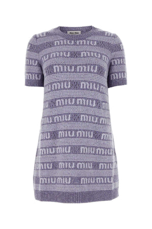 MIU MIU Chic Embroidered Wool Blend Mini Sweater Dress