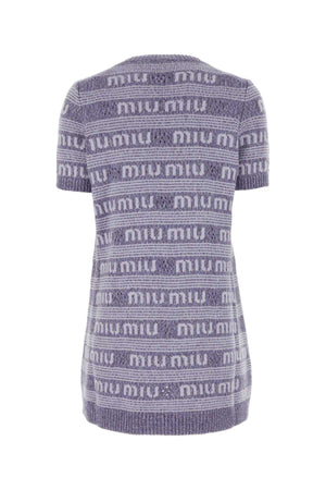 MIU MIU Chic Embroidered Wool Blend Mini Sweater Dress