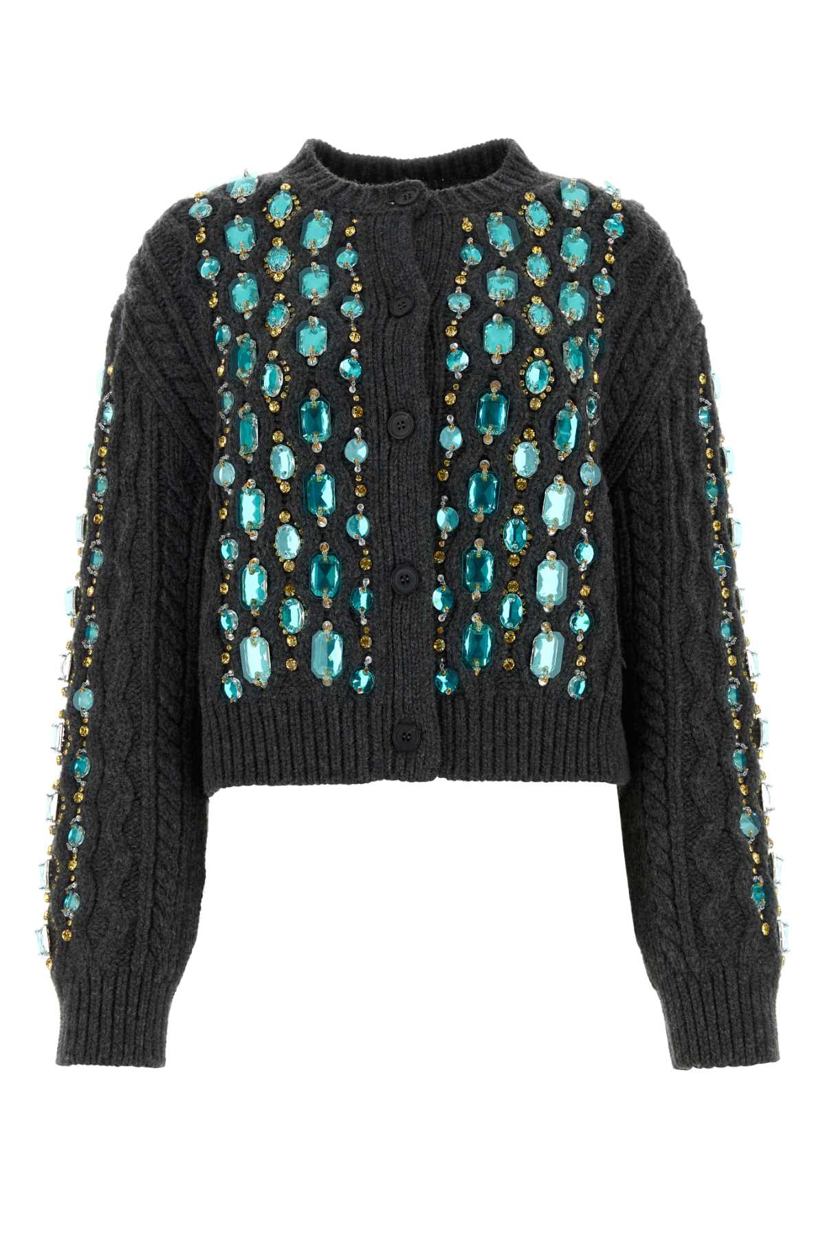 MIU MIU Anthracite Wool Cardigan for Women