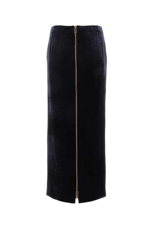 FENDI Elegant Dark Blue Velvet Skirt