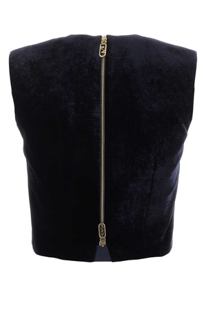 FENDI Midnight Blue Velvet Top for Women - Elegant Design