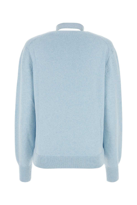 FENDI Pastel Light-Blue Stretch Wool Blend Cardigan