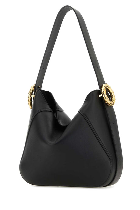 LANVIN Elegant Black Leather Mini Shoulder Handbag - 24 cm x 20 cm x 9 cm