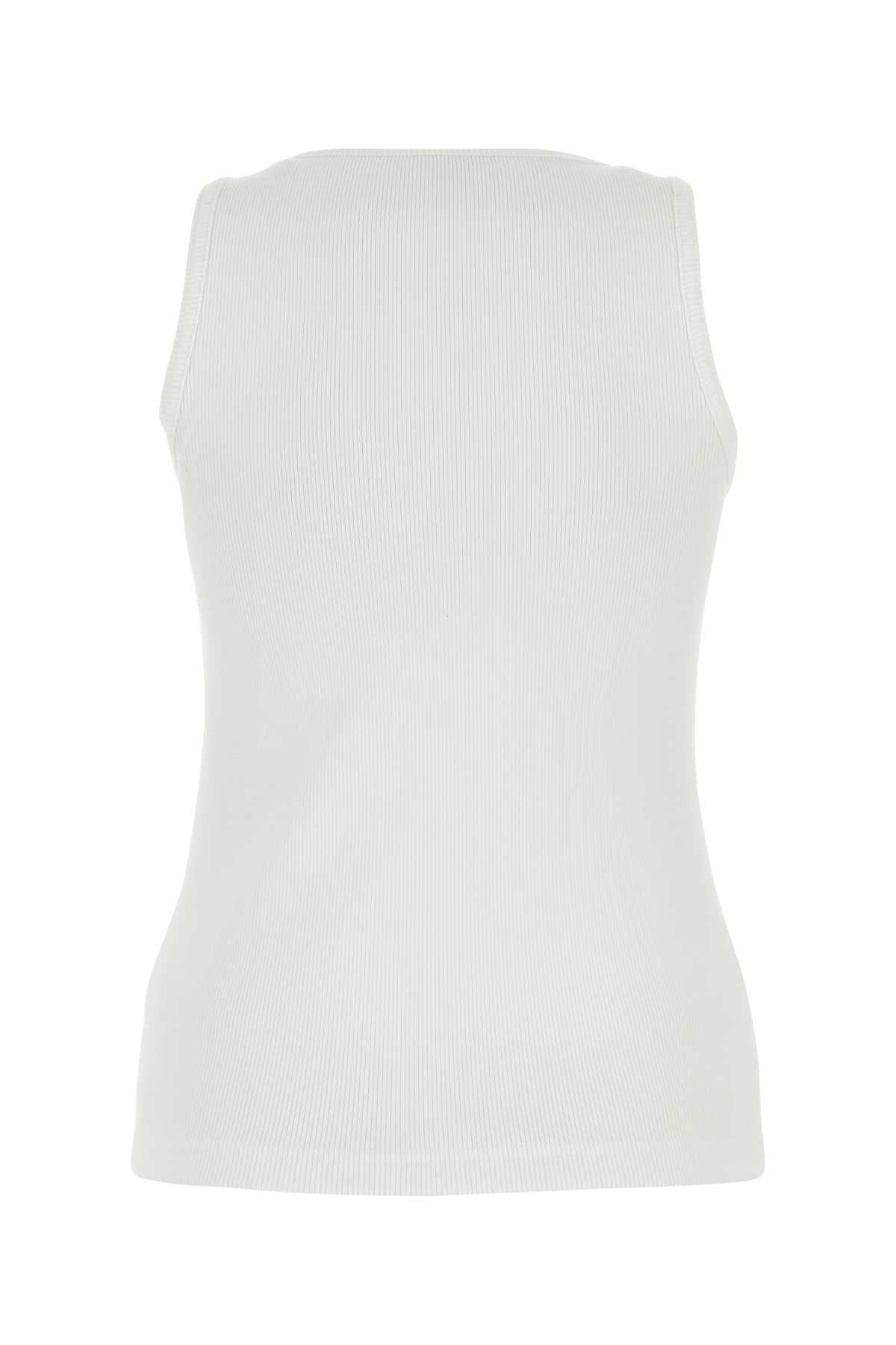 BOTTEGA VENETA Essential White Stretch Cotton Tank Top