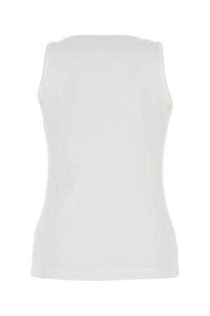 BOTTEGA VENETA Essential White Stretch Cotton Tank Top