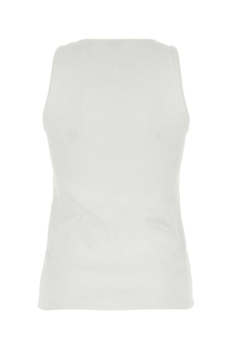 BOTTEGA VENETA Classic White Stretch Cotton Tank Top