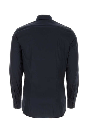 PRADA Midnight Blue Stretch Poplin Shirt for Men