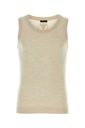 PRADA Melange Sand Cashmere Tank Top for Men