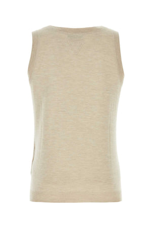 PRADA Melange Sand Cashmere Tank Top for Men