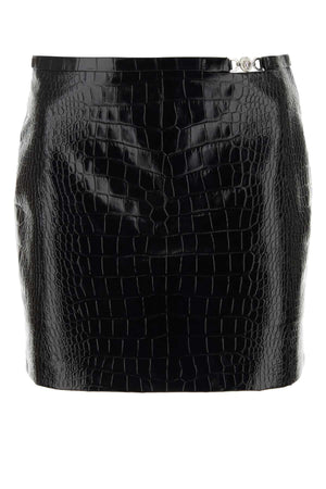 VERSACE Chic Black Leather Mini Skirt