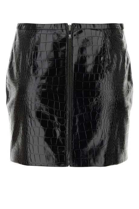 VERSACE Chic Black Leather Mini Skirt