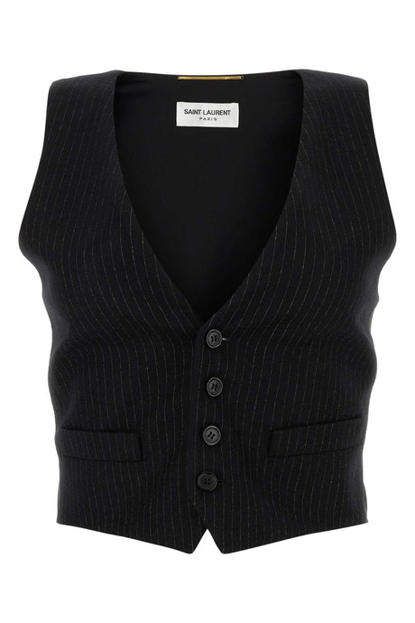 SAINT LAURENT Embroidered Wool Blend Vest for Women