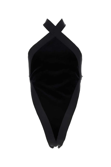 SAINT LAURENT Luxurious Black Velvet Bodysuit for Women