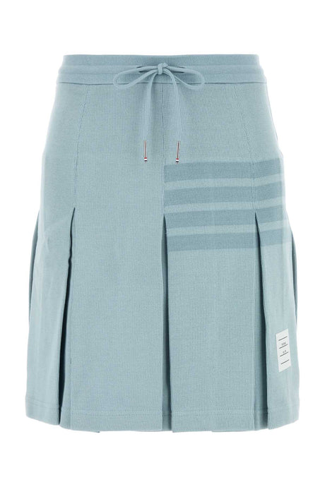 THOM BROWNE Light Blue Cotton A-Line Skirt