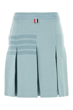 THOM BROWNE Light Blue Cotton A-Line Skirt