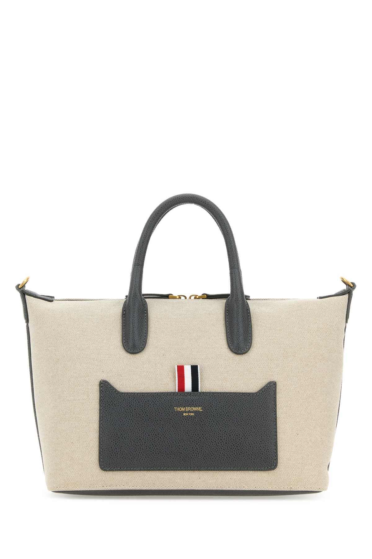 THOM BROWNE Mini Sand Canvas Duffle Handbag