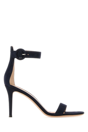 GIANVITO ROSSI Midnight Blue Suede 85mm Portofino Sandals