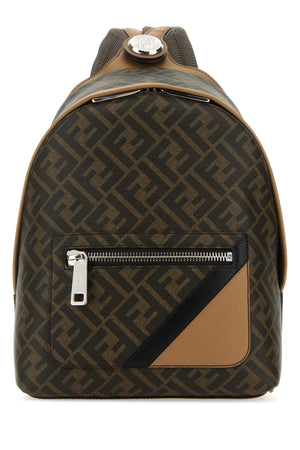 FENDI Mini Multicolor Canvas and Leather Backpack