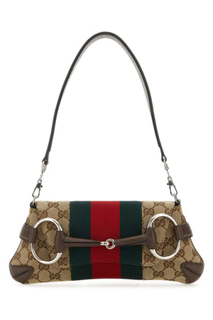 GUCCI Mini Fabric Horsebit Chain Shoulder Handbag