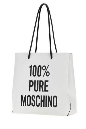 MOSCHINO Elegant White Leather Handbag - 34 cm x 36 cm x 14.5 cm