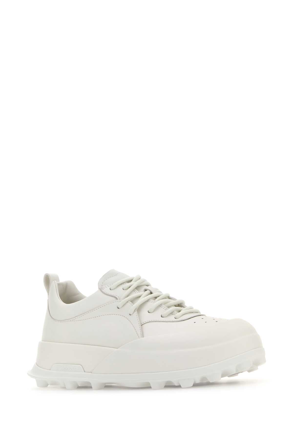 JIL SANDER Men's White Leather and Rubber Orb Sneakers