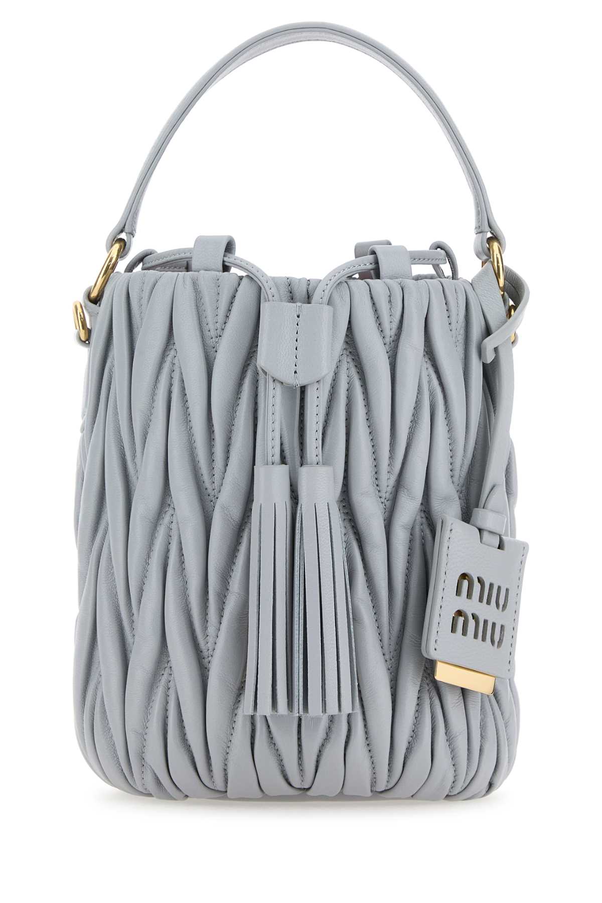 MIU MIU Mini Pastel Light-Blue Bucket Handbag