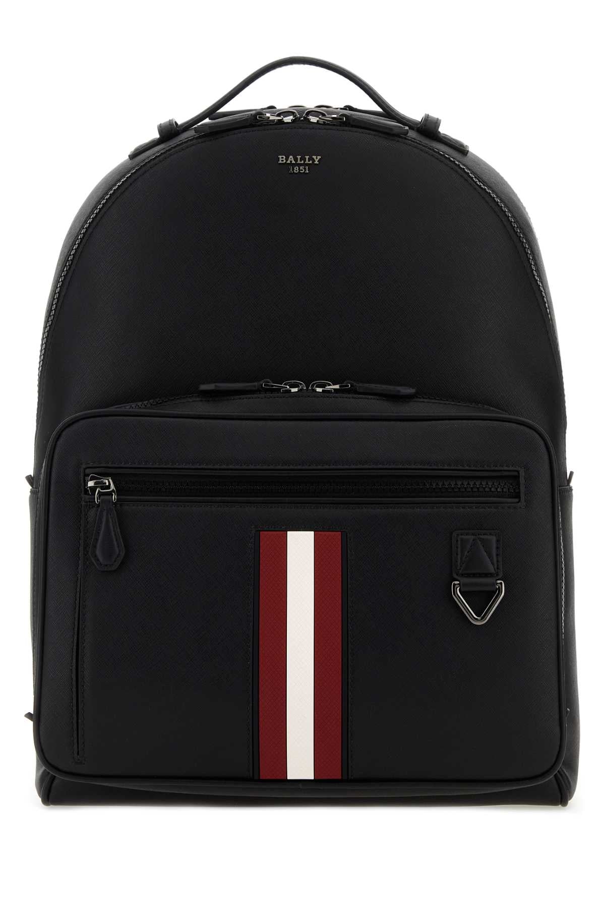 BALLY Maverick Black Leather Backpack - 30 cm Width x 42 cm Height x 10.5 cm Depth