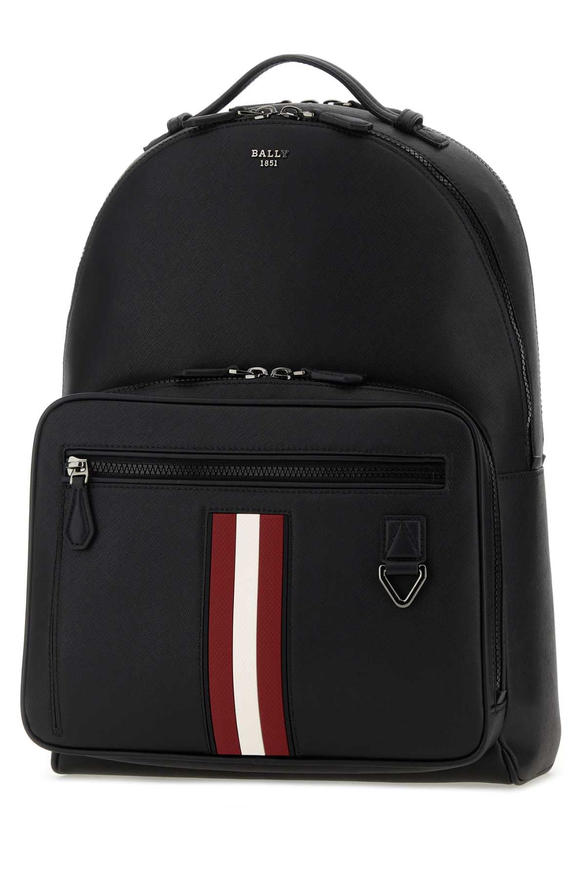 BALLY Maverick Black Leather Backpack - 30 cm Width x 42 cm Height x 10.5 cm Depth