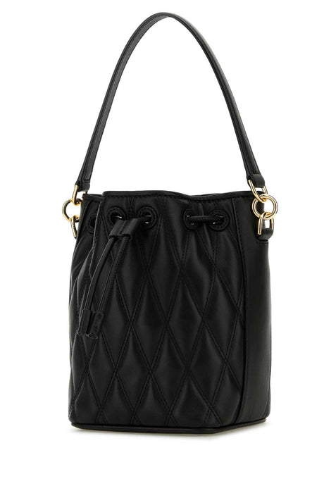 BALLY Mini Black Leather Bucket Handbag