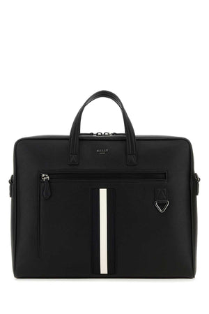 BALLY Men's Black Leather Briefcase - 39 cm x 31 cm