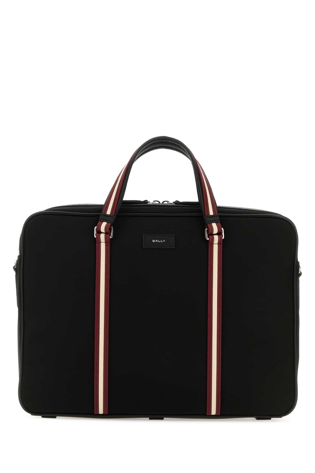 BALLY Black Nylon Code Briefcase - 38x28x10 cm