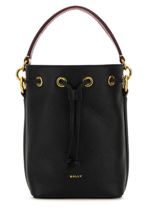 BALLY Mini Black Leather Bucket Handbag