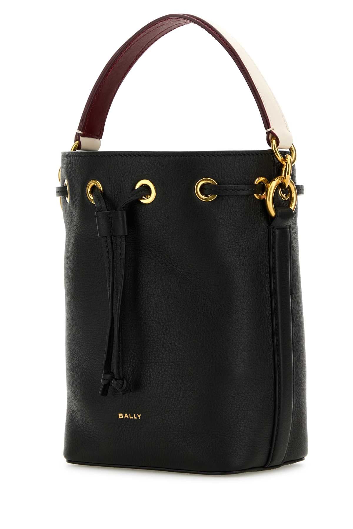 BALLY Mini Black Leather Bucket Handbag