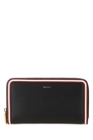 BALLY Black Leather Code Long Wallet - 18cm x 10cm x 2cm