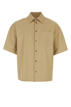 PRADA Elegant Beige Leather Button-Up Shirt for Men